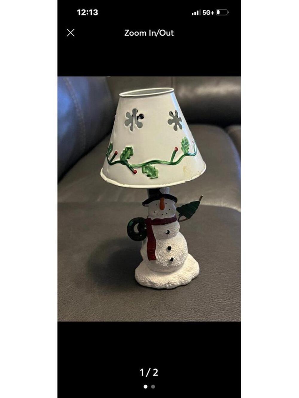Christmas Holiday snowman tea light votive candle holder with a metal lampshade